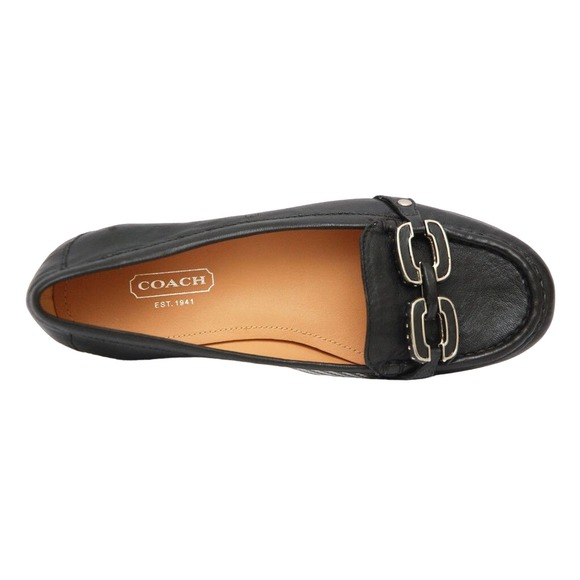 COACH ELLA Leather MOC LOAFER FLAT SHOE BLACK 5.5 NEW - Picture 5 of 6